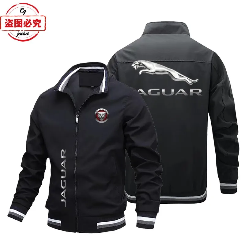 Jaguar logo supercar racing jacket loose long-sleeved men's top stand-up collar zipper jacket team uniform