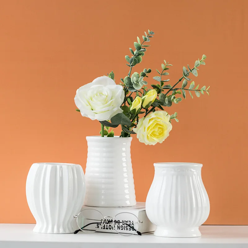 Ceramic Vase Spot Dried Flower Flowerpot Small Fresh Gypsophila Ornament White Flower Arrangement Nordic Home Decoration Vase