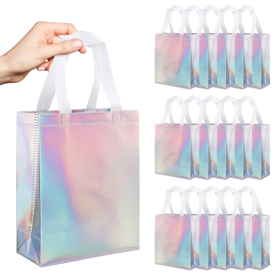 10/20 Stück Bunte Laser-Geschenktüten aus Vliesstoff für Hochzeiten, Geburtstage, Gastgeschenke, Weihnachten, Süßigkeiten, Kekse und Geschenkverpackungen – Detail 1