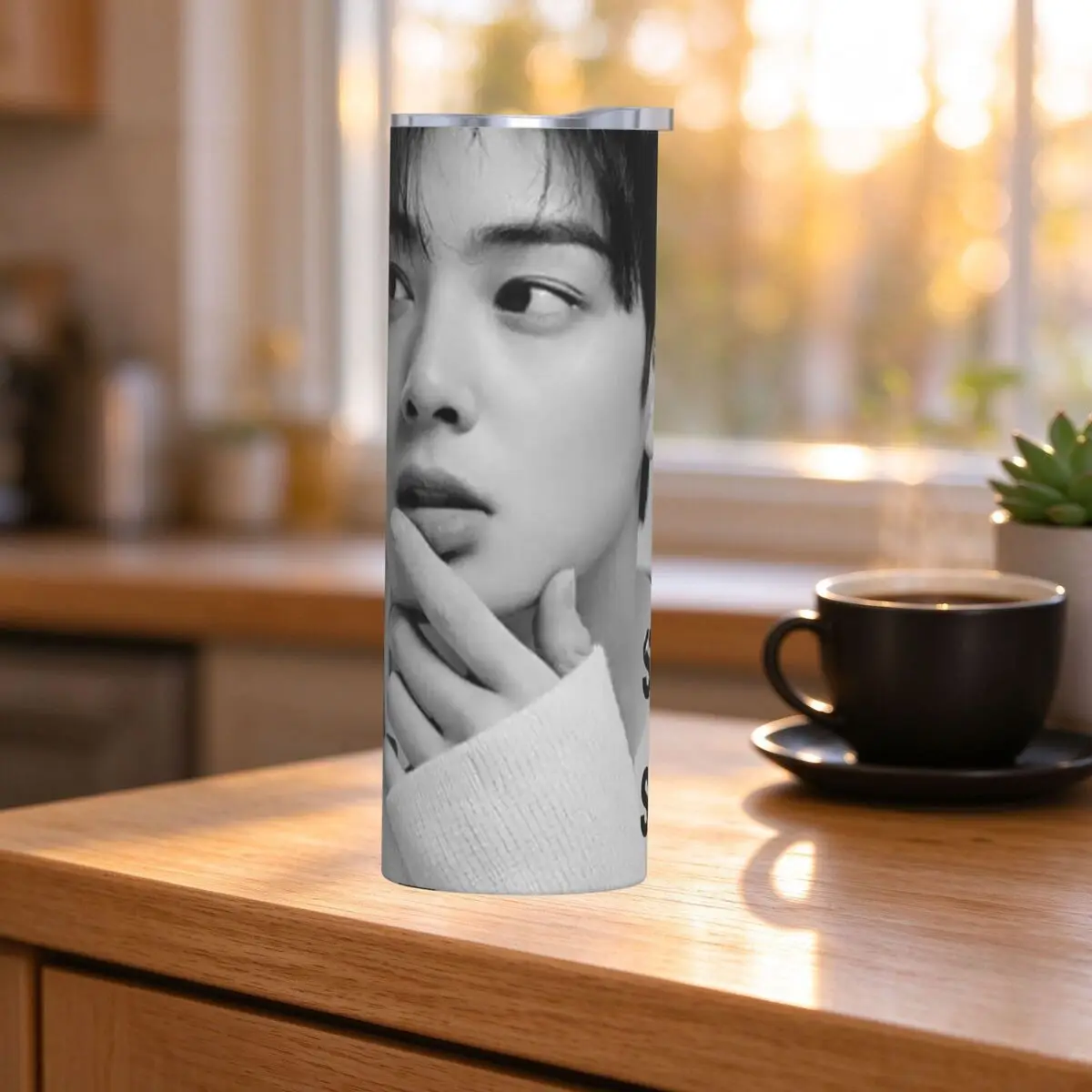 Cha EunWoo Kpop Astro Stainless Steel Tumbler Vacuum Insulated Mug Thermal Cold Cups Straw With Lid 20oz