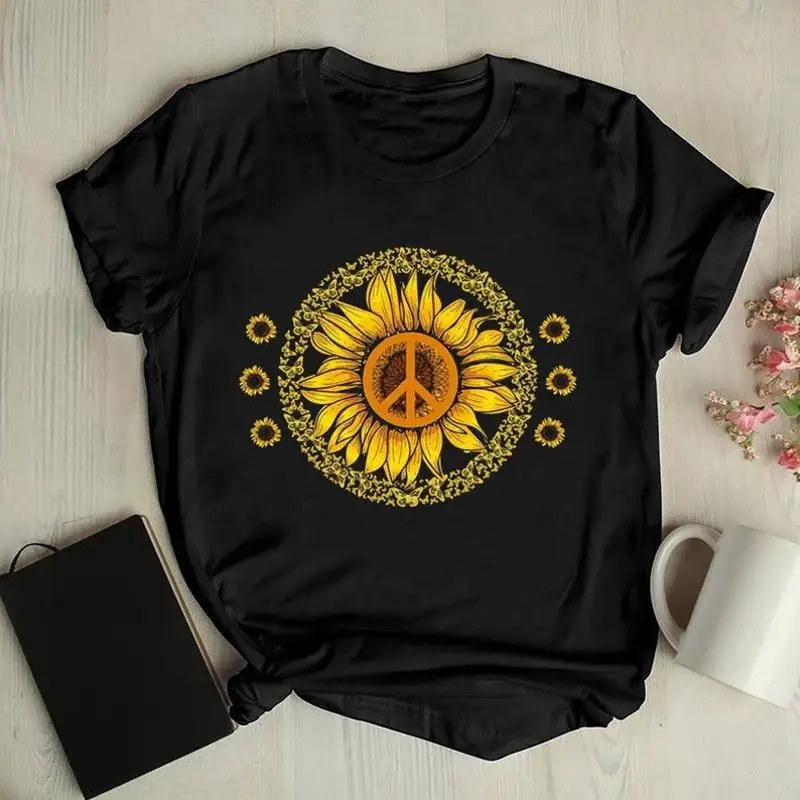 

Футболка с символом мира подсолнуха Cute Peac