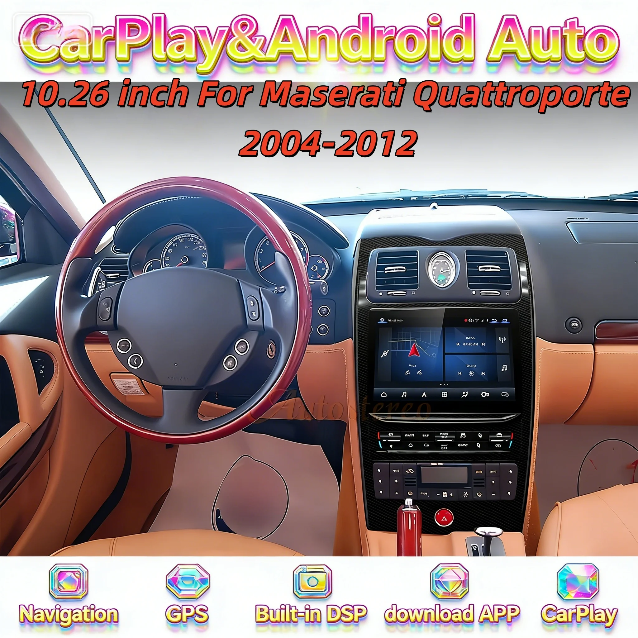 

10.26 Inch Multimedia Wireless CarPlay Player For Maserati Quattroporte 2004-2012 Android Car GPS Navi Radio Touch Screen Stereo