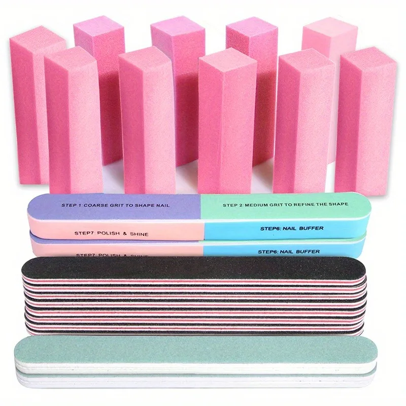 22Pcs/lot Professional Nail Files Manicure Set Polishing Sanding Buffer File Pedicure Tools Cuticle Pusher Manicure Tool