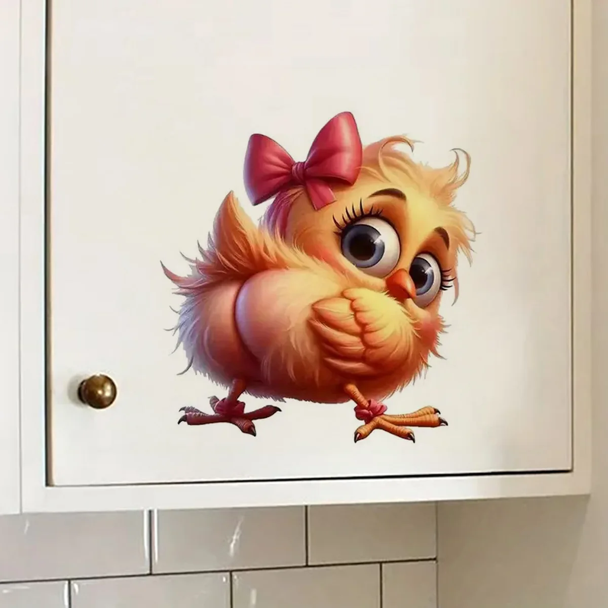 Cute Chick Stickers, Art Wall for Home, Cabinet, Refrigerator, Door, Toilet,Decoration, Vinyl Car Decals, Outdoor Indoor Use
