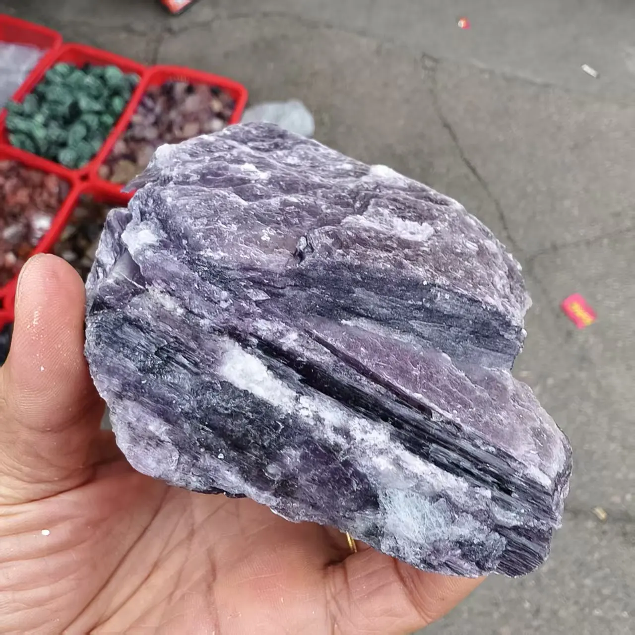 Natural Purple Lithium Mother Raw Stone, Quartz Crystal Purple Ore, Mineral, Healed