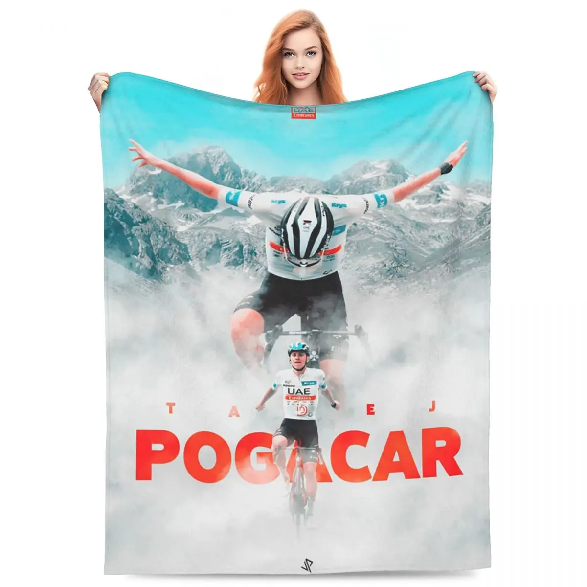 Tadej Pogacar Cycling Pogi Team 2025 Summer Tour-De France Blanket Flannel Sofa Throw Portable for Home Outdoor Bedspread Quilt