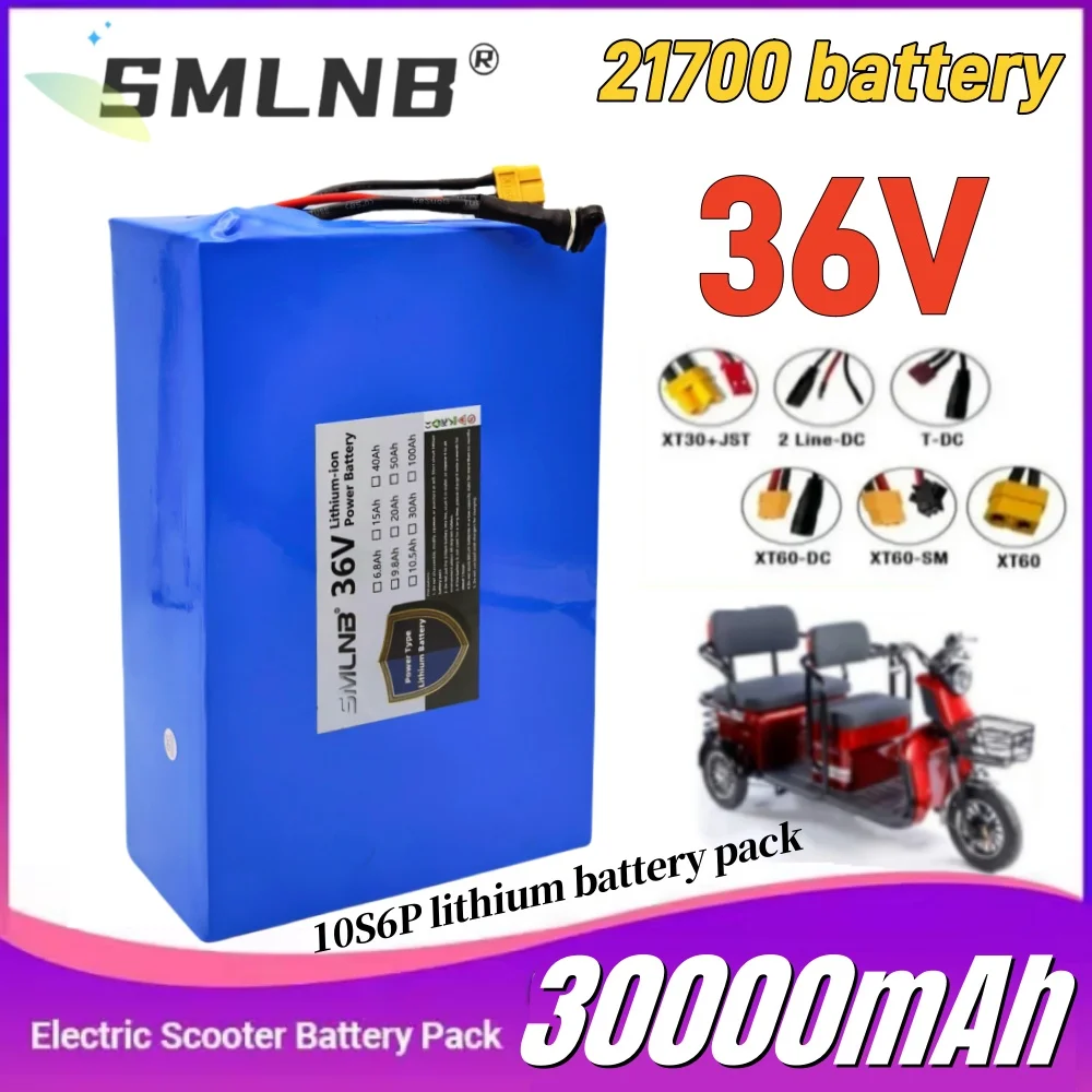 

NEW 21700 36V 10S6P 30000mAh High-Power Lithium Battery for Bicycles Wheelchairs Outdoor Motorcycles with Built-in BMS