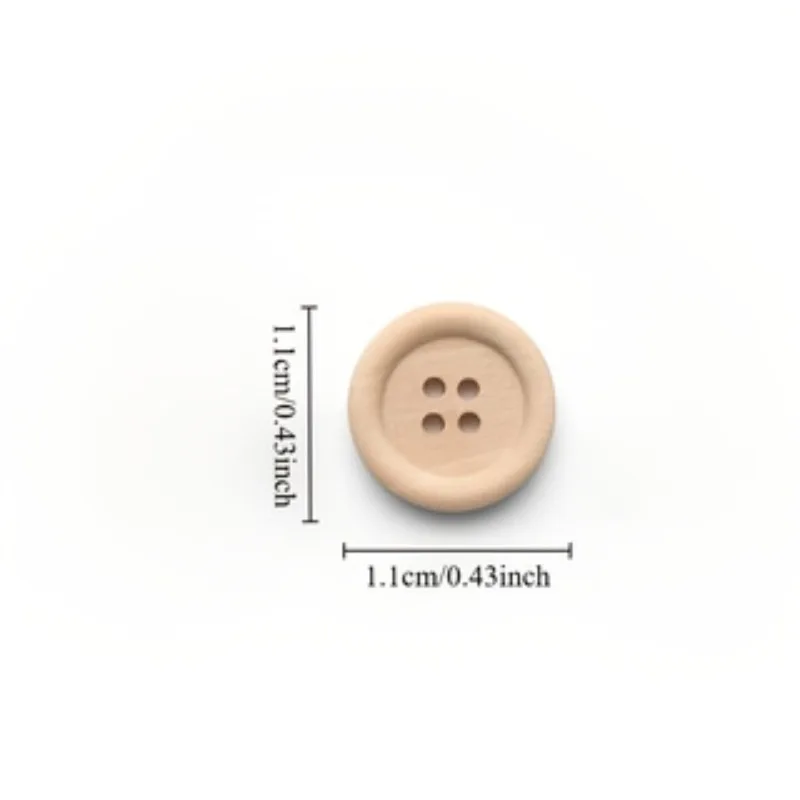 50pcs/set Natural Wooden Buttons with 4 Holes for DIY Crafts & Sewing Projects, Decorative Clothing Accessories view 4