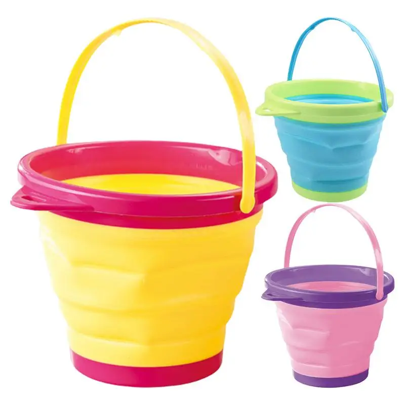 

Kid's Beach Bucket Multifunctional Thickened Silicone Bucket Summer Beach Toys Outdoor Fun Swimming Pool Toys Accessories