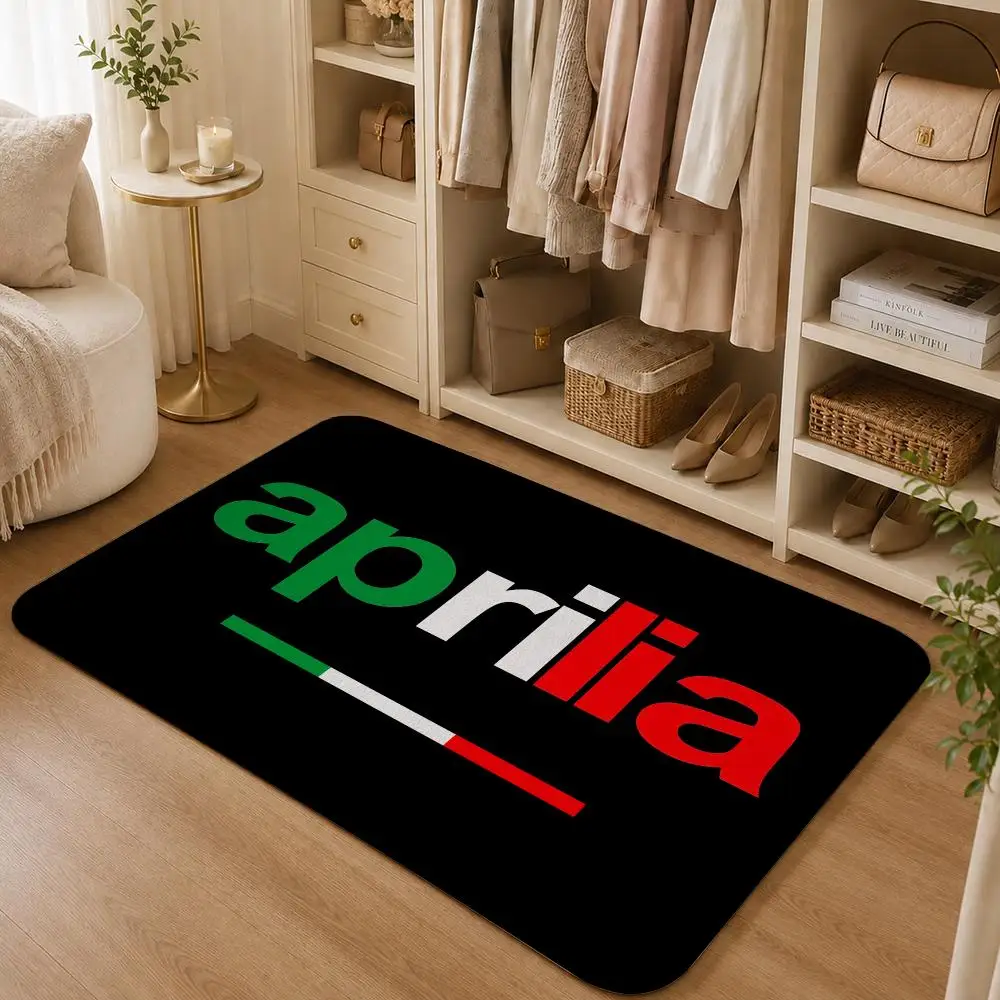 A-Aprilia MOTO Logo Cool Floor Mat Flannel Rug Soft Non Slip Washable Door Mat For Bathroom Bedroom Kitchen Home Decor