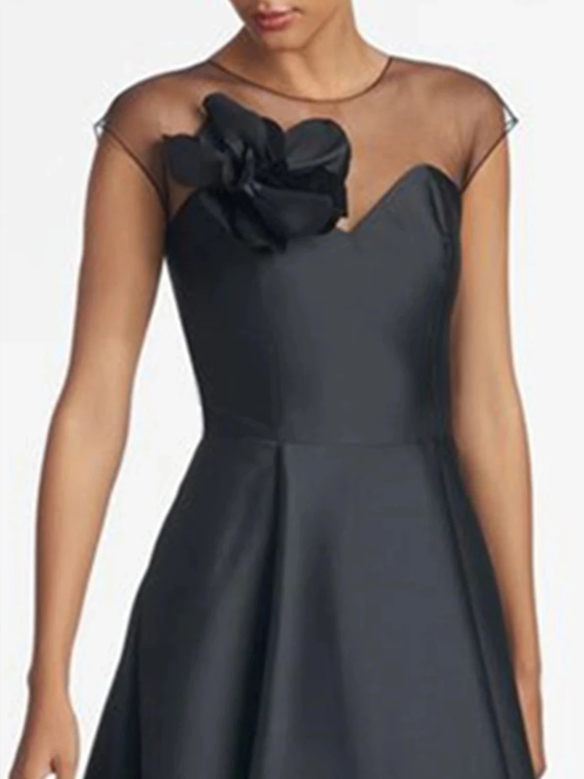 Gaun Formal A-Line Elegan Gaun Prom Satin Tanpa Lengan Gaun Malam Hemline Asimetris Bunga Bahu 2025 Gratis Disesuaikan