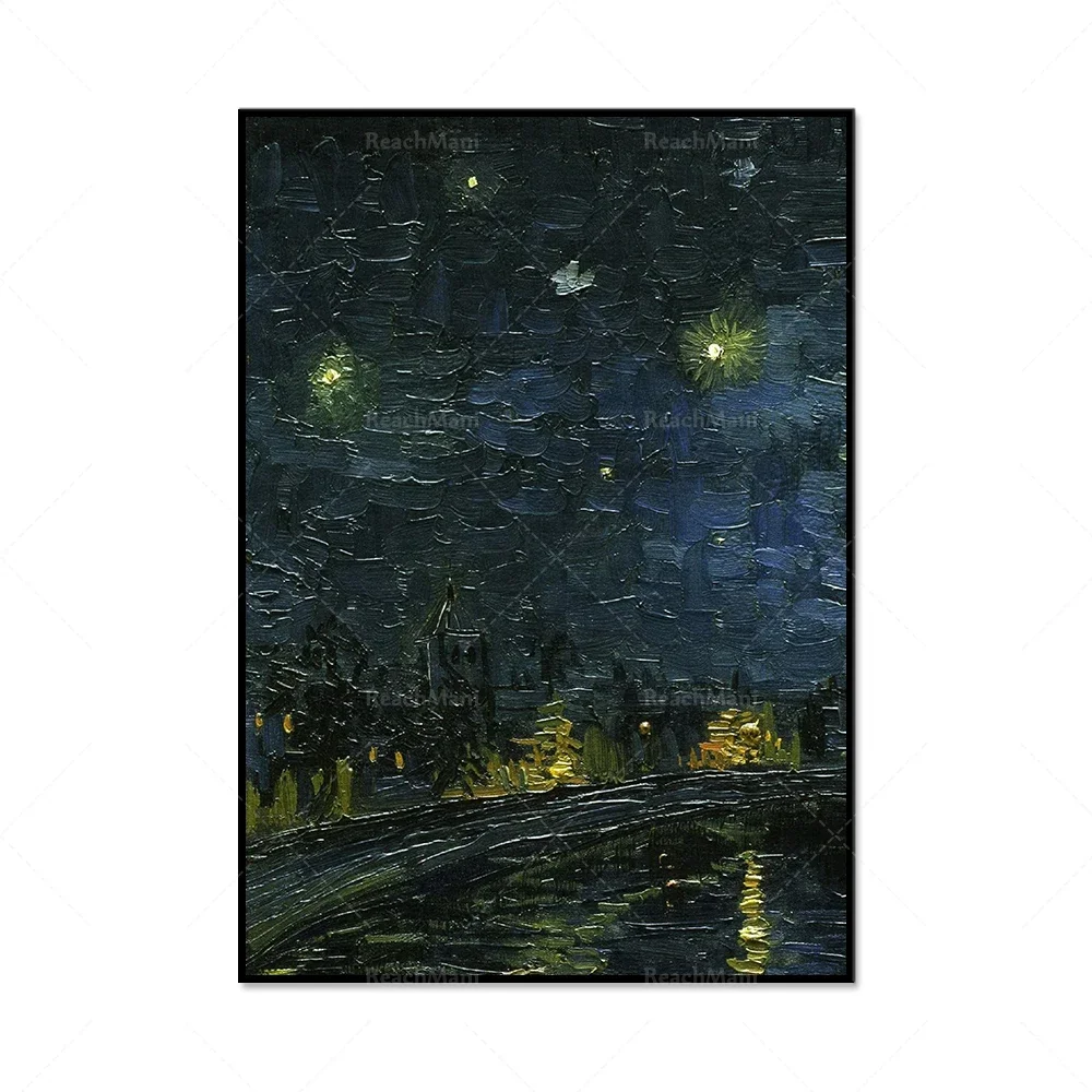 Vincent Van Gogh Starry Night on the Rhone River Van Gogh poster printing, classic canvas painting poster printing living room d