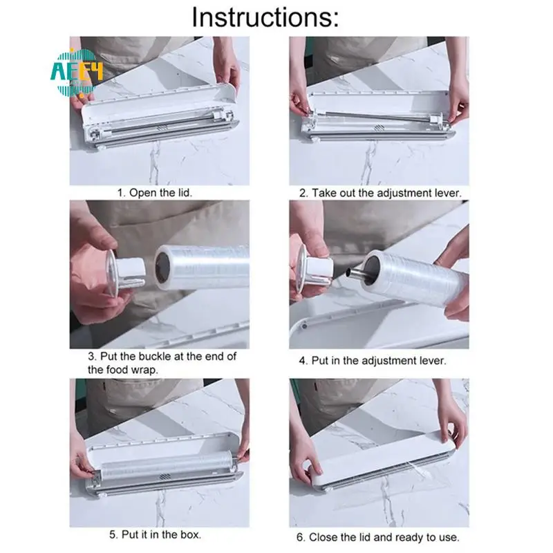 

AEE4-1 PCS Fixing Food Wrap Dispenser Wrap Dispenser Film Cutter Storage Holder Kitchen Tool