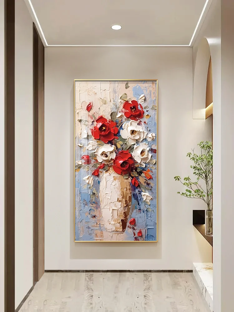 Entrance decoration painting, high-quality creamy style, texture , corridor aisle mural, living room hanging