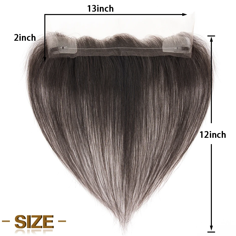 13x2'' Hand-woven Human Hair Lace Frontal Topper For Women Receding Hairline Forehead Hairline with Adjustment Fishing Line