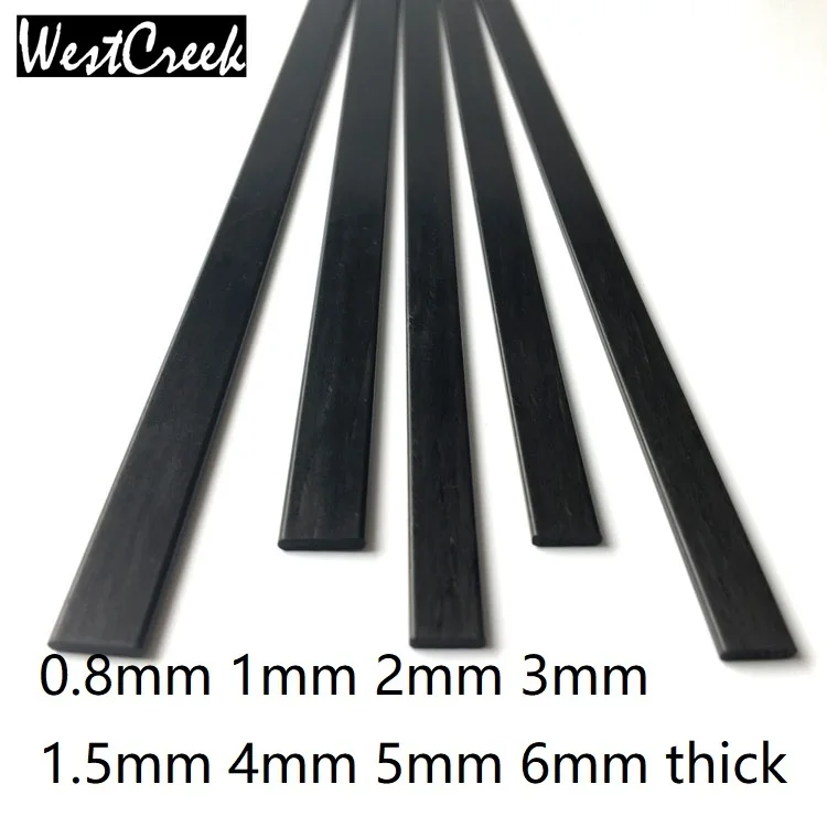 WESTCREEK 0.8mm 1mm 2mm 3mm 1.5mm 4mm 5mm 6mm Thick Carbon Fiber Strip Arbon Reinforced Polymer Laminate Carbon Fiber Slice