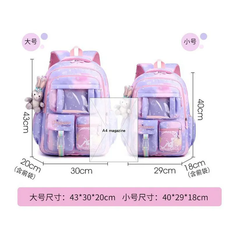 Mochila escolar para niñas de 1 a 5 grados, bolso escolar colorido, impermeable, ortopedia, novedad de 2024