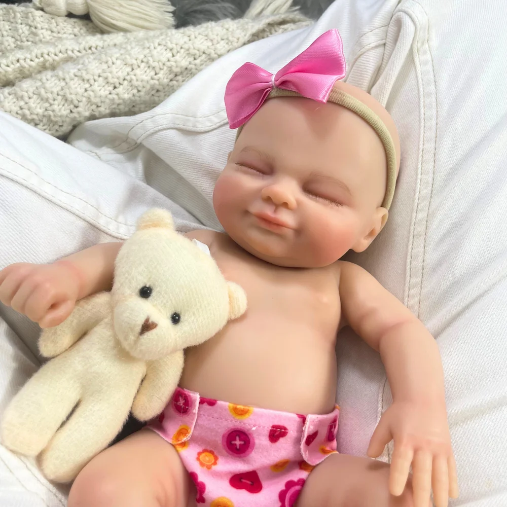 

New Face Mini 13.5 Inch Chubby Full Silicone Reborn Baby Doll Hayley Soft Body Washable Girl Toy for Birthday & Christmas Gifts