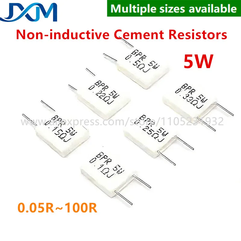 10pcs/lot Non-inductive Cement Resistors 5W 0.005R~100R 0.01R 0.022 0.025 0.02 0.033 0.047 0.05 0.1 0.2 0.25 0.3 0.5 1 3 3.3 Ohm