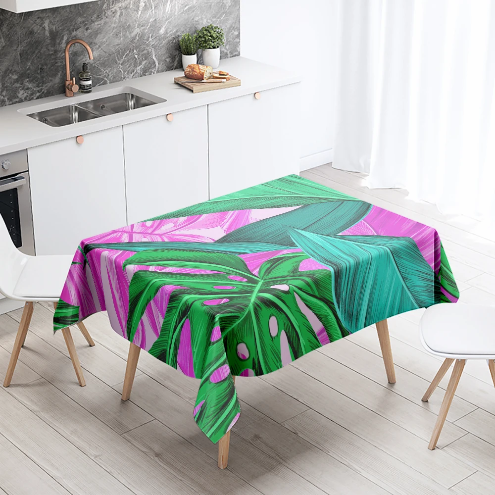 Monstera Tablecloth Green Plant  Anti-Stain Waterproof Rectangular Kitchen Table Home Decoration