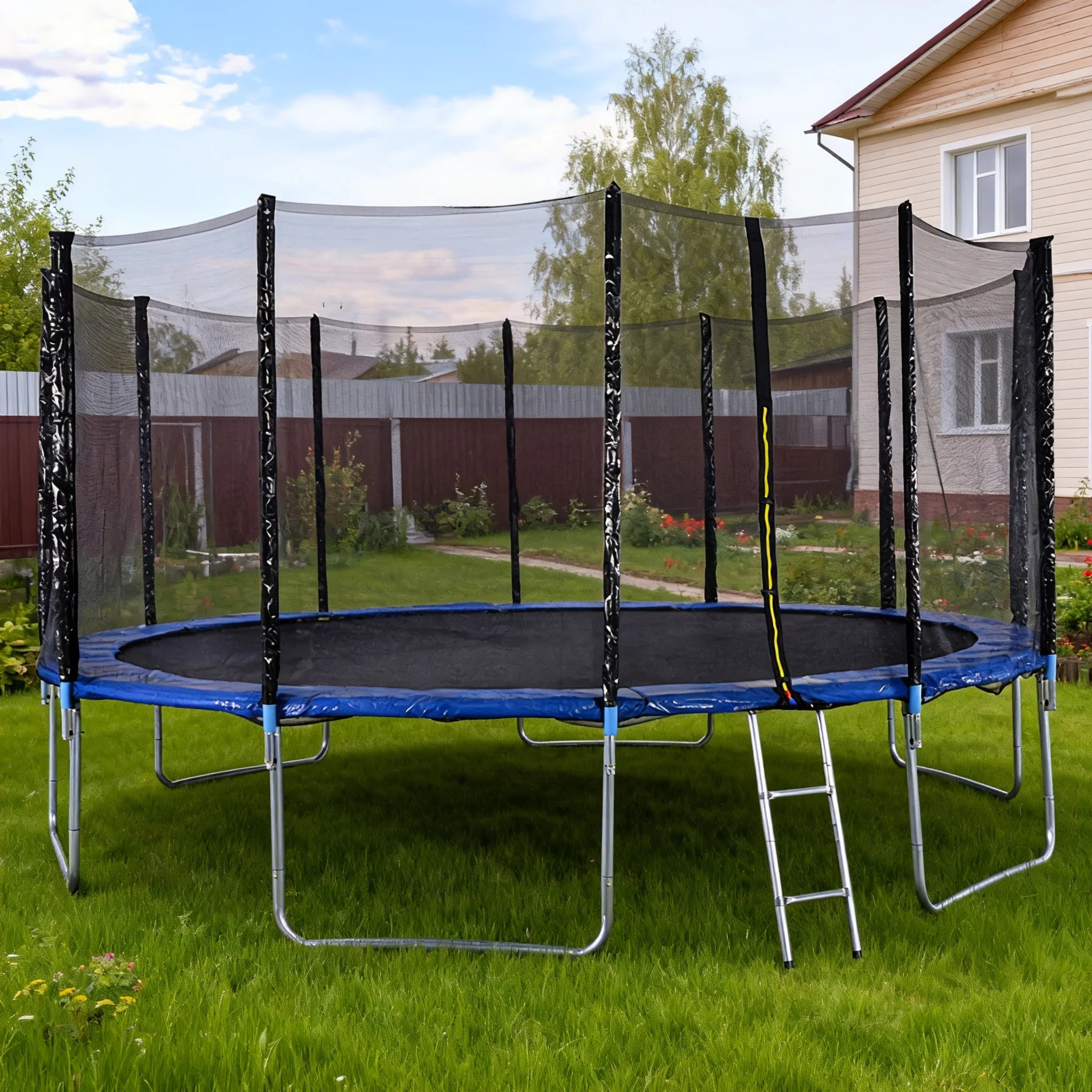 

Factory Price 16FT Premium Round Trampoline with Reinforced PVC Safety Net Spring Pad Weather-Resistant for Outdoor Family Usepr