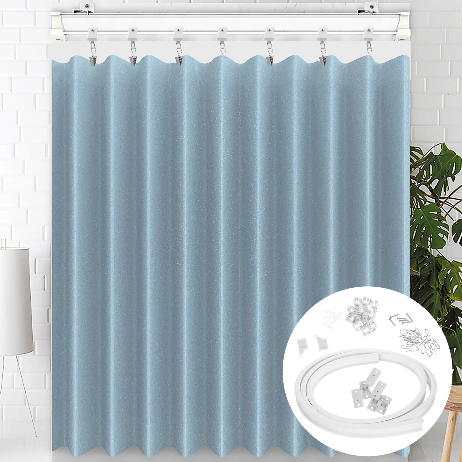 Curtain Track Set Bendable Rail Flexible Sliding Movable for Curtains Curved Runners Rod