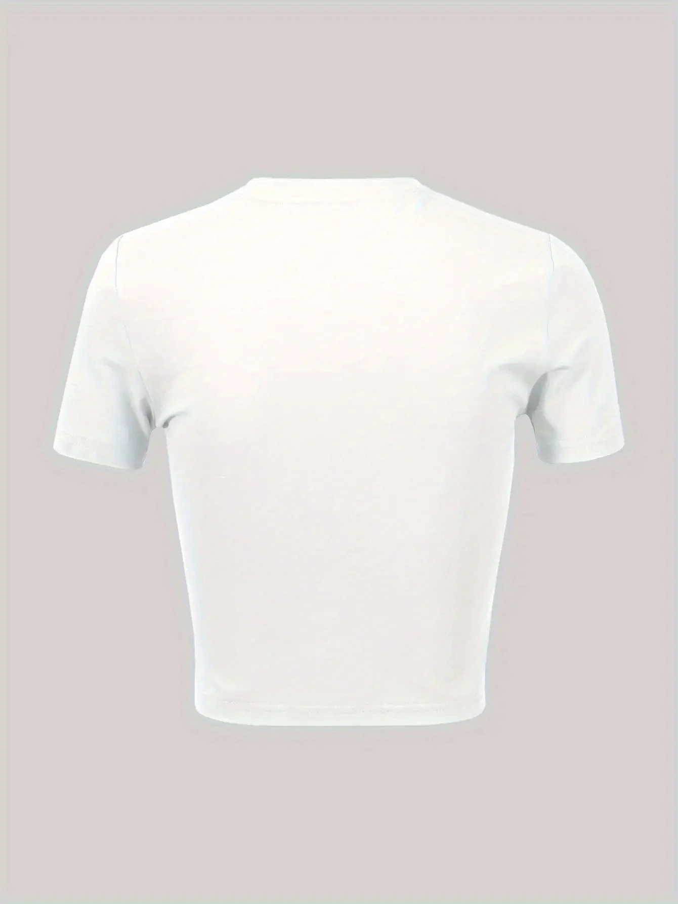 Women's White Cropped T-Shirt with Black Infinity Heart Print Breathable Sleeve Round Neck Top Fit Casual -Line Blouse Suitable