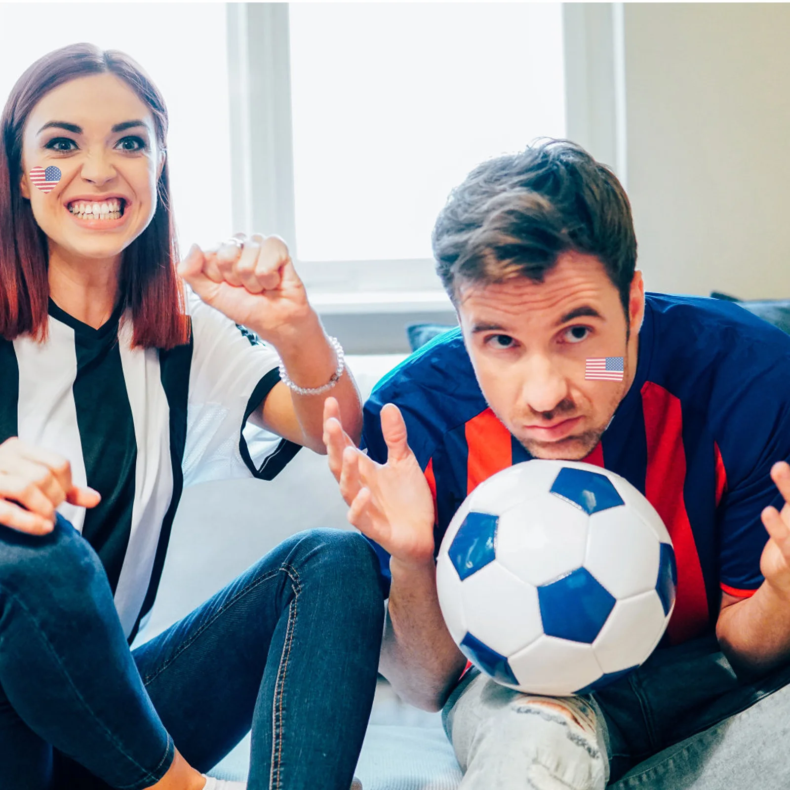 25pcs Fan Face Stickers American Flag Decals Water Proof Sports Match Body Tattoos Plastic Durable Sticker Decorations