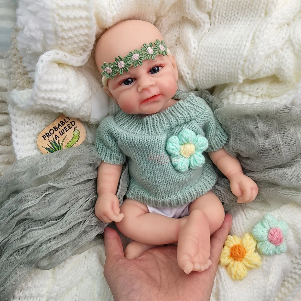 12Inch Full Body Silicone Reborn Baby Doll Lifelike Open Eye Newborn Doll Soft Realistic Touch Handpainted Lipstick Reborn Doll