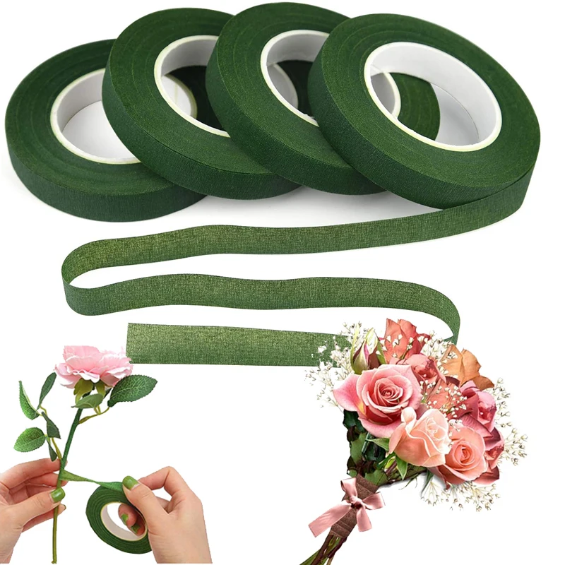 

30 Yard 12mm Self-adhesive Bouquet Floral Stem Tape Artificial Flower Stem Wrap Floral Green Tapes DIY Florist Flower Supplies