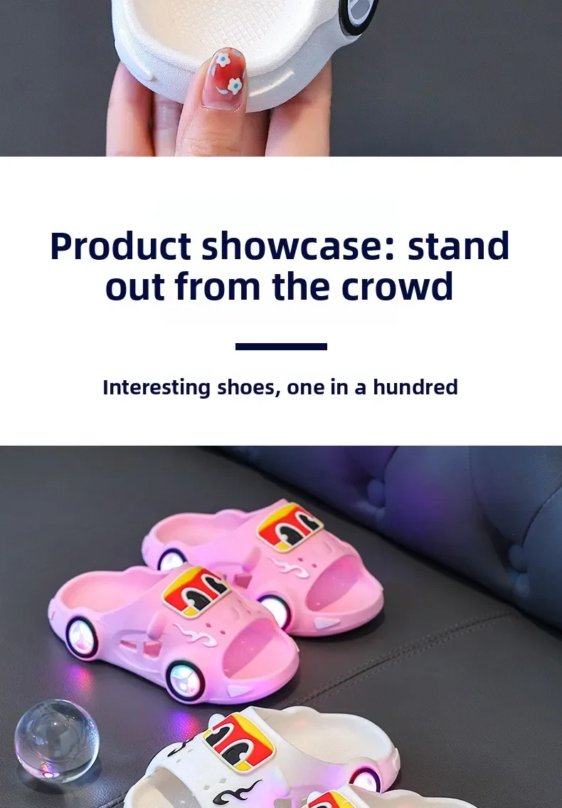 Neue 2026 Kinder-LED-Slipper für den Sommer, Outdoor, beidseitig tragbar, rutschfest, niedliche kleine Kindersandalen, Jungen-Slipper für Zuhause. – Detail 12