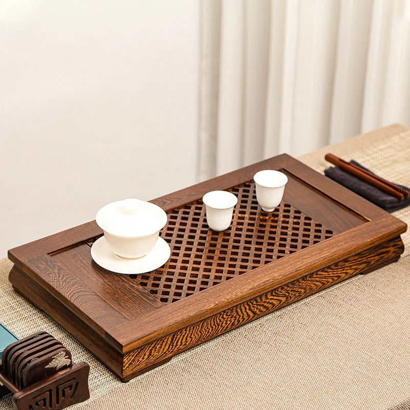 wood tea tray Solid wood Kung Fu set Drawer type  table Water storage tray Drainage  sea Household simple tea tray