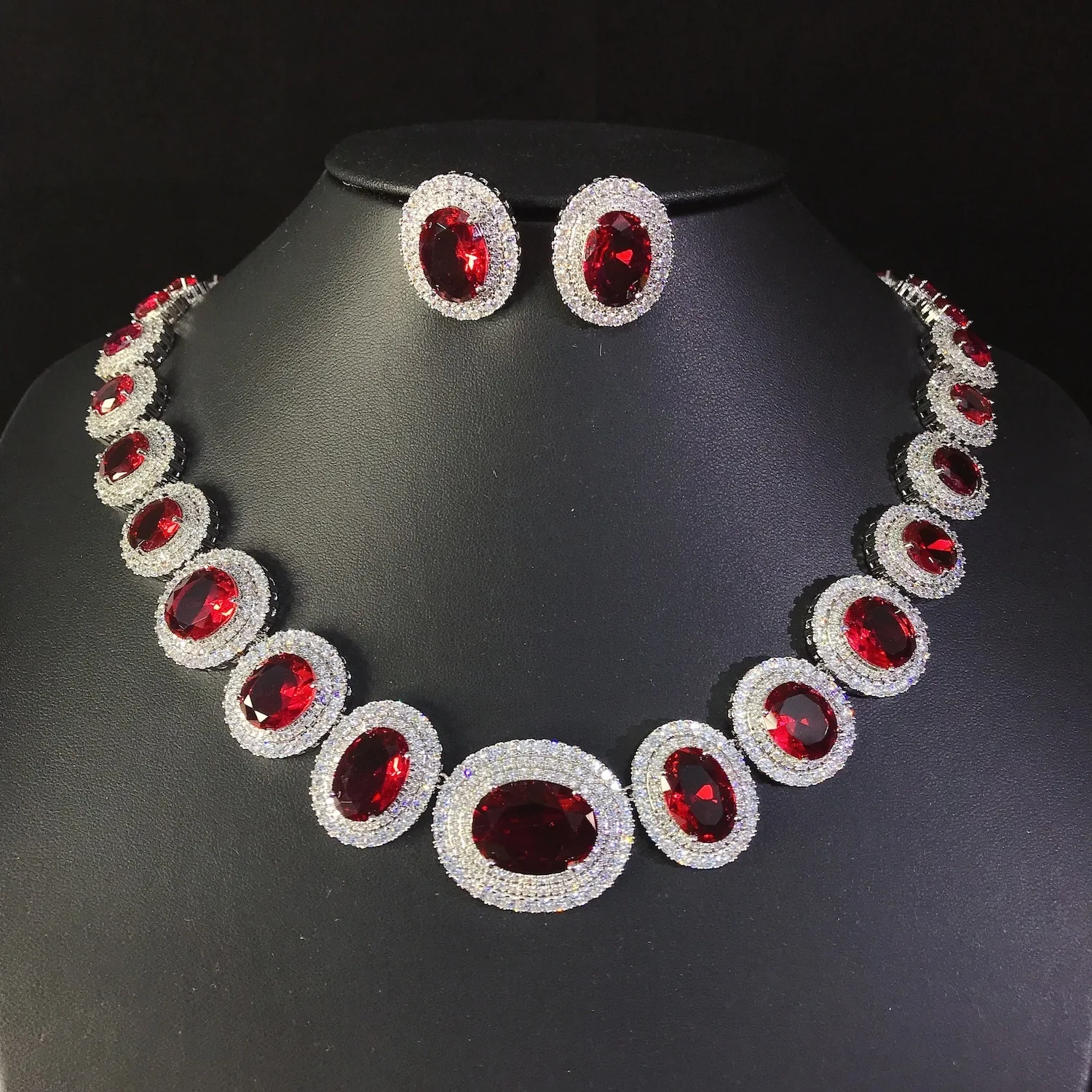 New Everyday Elegant Round Necklace and Earring Set for Middle Eastern Jewelry Wedding Bridal Party Luxury Zircon Gift M-1180