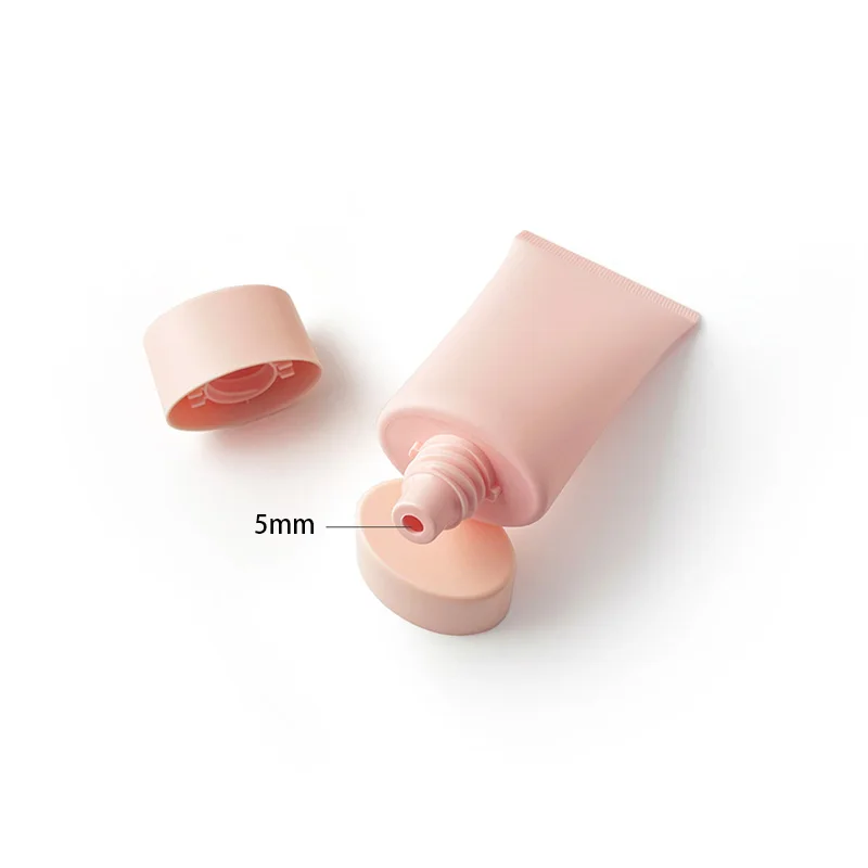 50ML X 50 Empty Matte Pink Flat Soft Tube Refillable Plastic Lotion Squeeze Cosmetic Packaging Facial Cream Screw Lid Containers