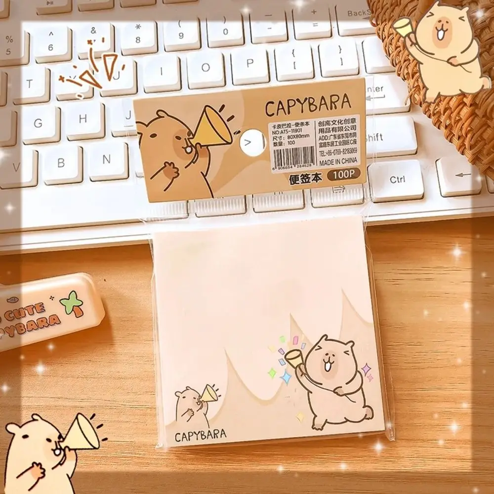 Message Paper Kawaii Capybara Memo Pad Non Sticky Portable Note Paper Cute Cartoon Note Pad Student