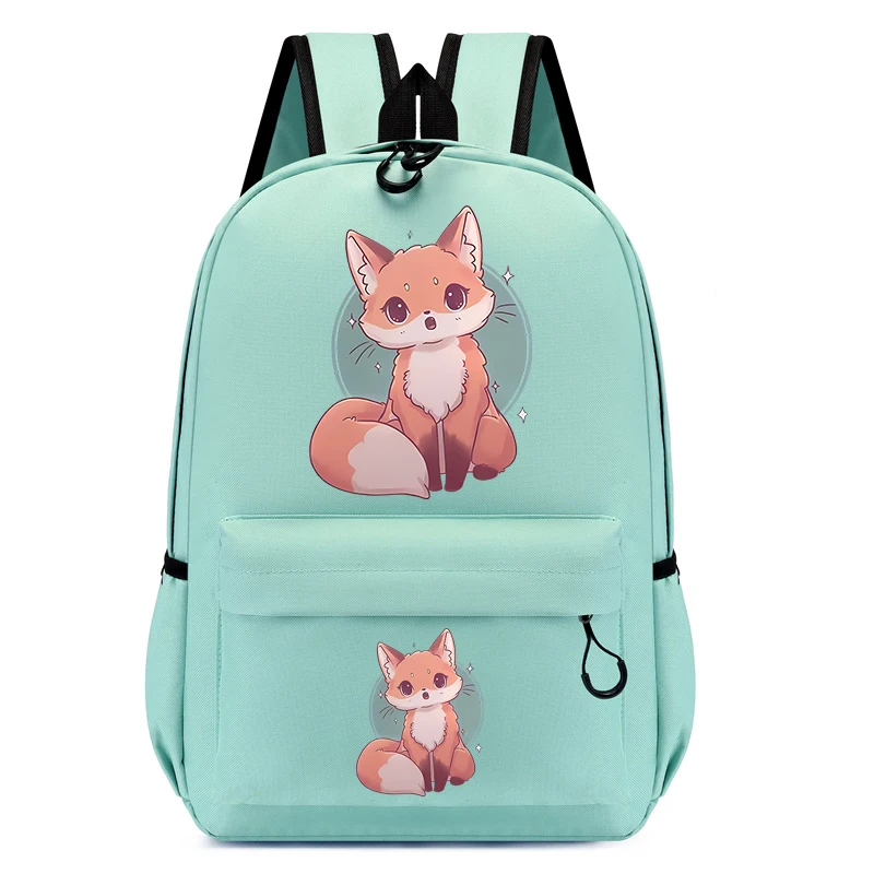 Fox Print Backpack School Bag Girl Back Pack for Children Kid Child Teenager Female Schoolbag Primary Women Bagpack Teen Bookbag