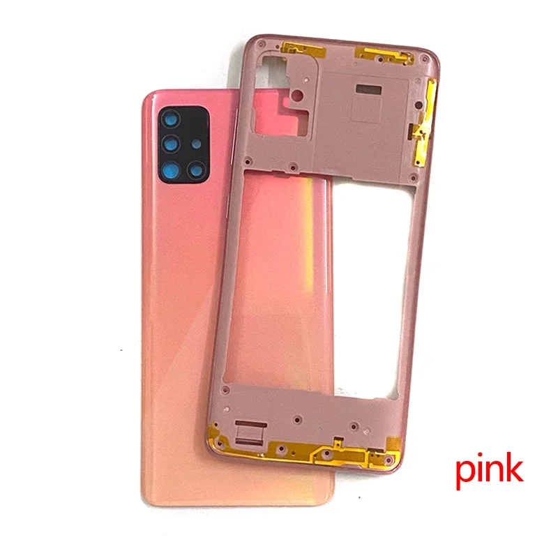 A51 For Samsung Galaxy A51 2020 A515F Battery Case Housing Chassis Middle Frame Back Cover   Camera Lens Repair Parts