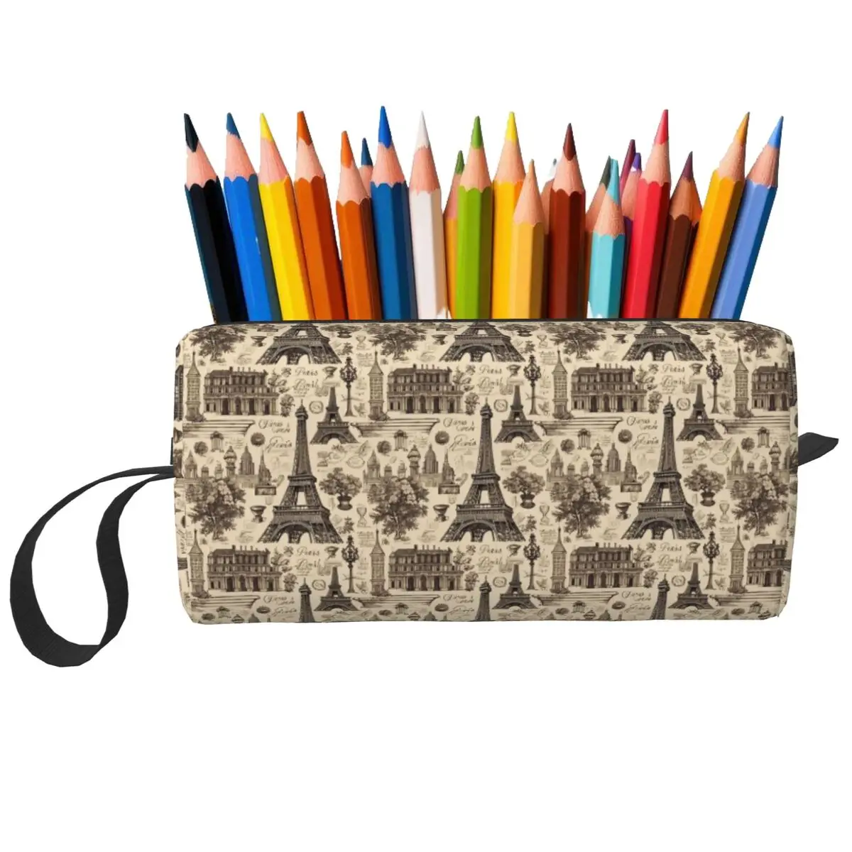 

French Paris France Eiffel Tower Pencil Case for Kids School Pen Box Pencil Bag Stationery Supplies Travel Women Cosmetic Bag