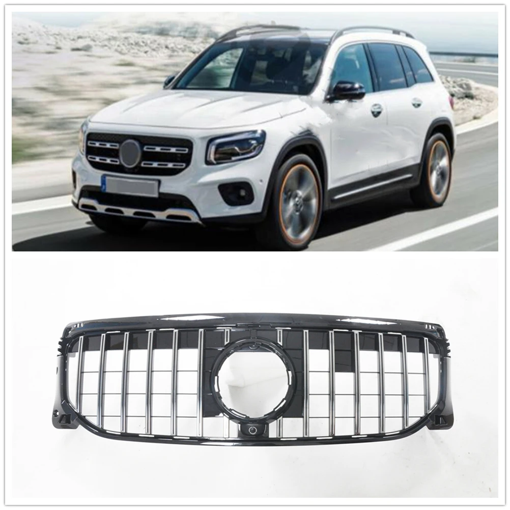 

Front Grille For Mercedes Benz GLB-Class W247 X247 GLB200 GLB250 2019-2021 GT Silver/Black Car Upper Bumper Hood Mesh Grid Grill