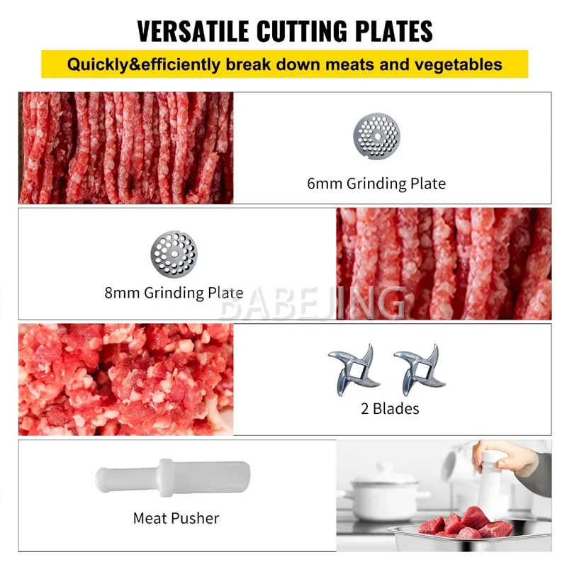 Electric Meat Grinder Multi-Functional Commercial Food Processor Sausage Filling Beef Chopper for Kitchen