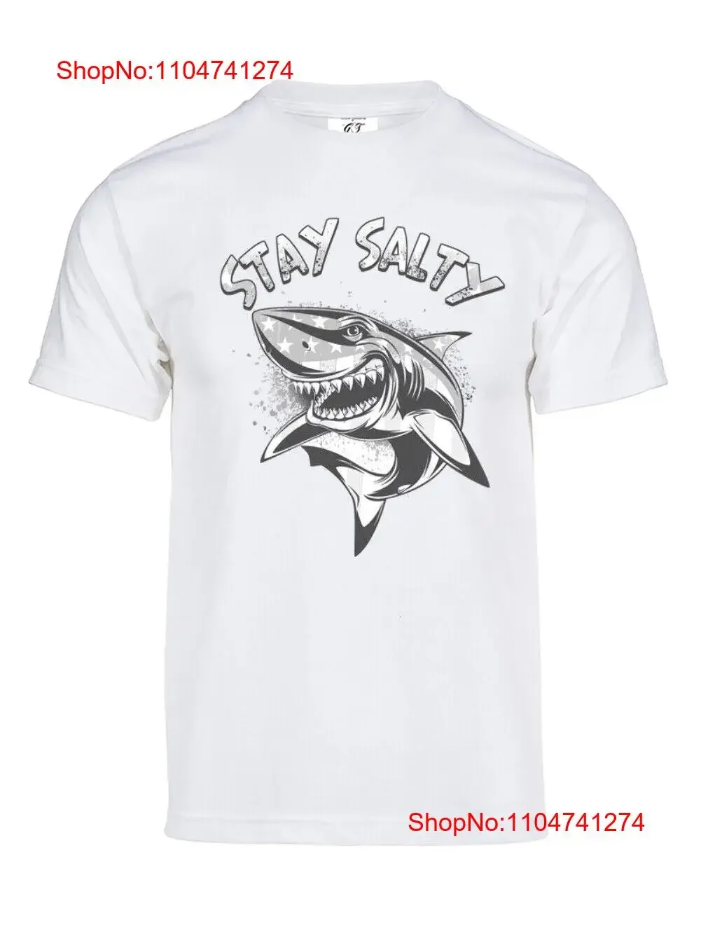 تي شيرت رجالي من Gravity Trading Stay Salty USA Shark Solar Color Changing تي شيرت Sun Vintage مغسول أوم أنيق ومريح