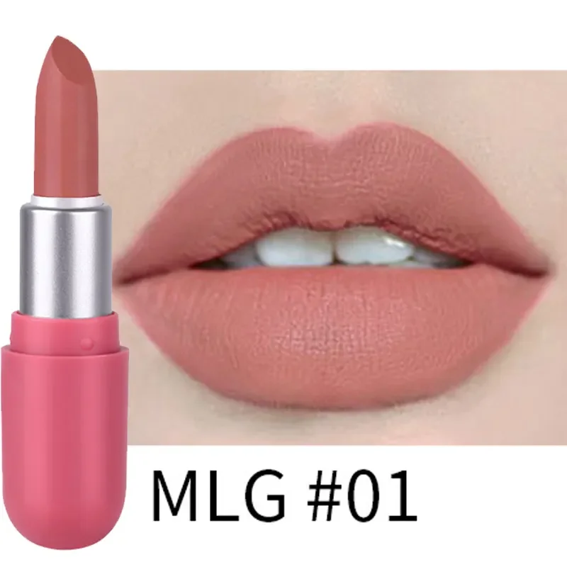 Mini barras de labios de terciopelo mate, lápiz labial de larga duración, resistente al agua, sin decoloración, taza antiadherente, maquillaje cosmético, 5 colores