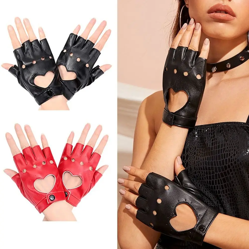 Ladys Driving Show Pole Dance Mittens Girl Five Finger PU Leather Gloves for Women Men Gothic Lolita Cosplay Party Gloves