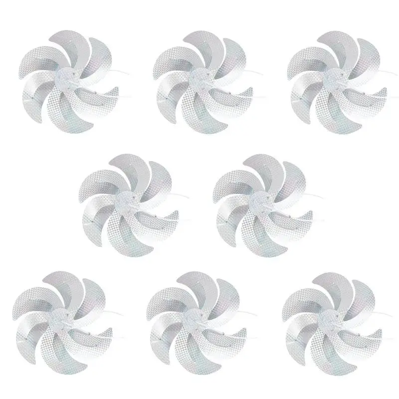 8pcs Bird Repellent Reflective Pinwheels 10m Scare Birds Repeller Wind Pinwheels Hanging Ornaments for Home Garden Decor