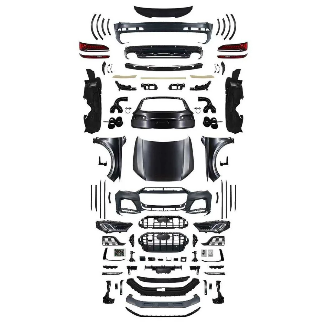 Auto Body Kit For Audi Q7 2006-2015 Upgrade to 2023 SQ7 Style With Hood Car Bumpers LED Headlight LED Tail Light
