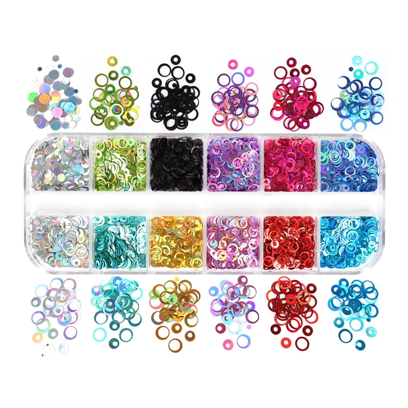 Accessori per unghie paillettes rotonde vuote olografiche Sparkly Mixed Color Mirror Circle Glitter Flakes Manicure decorazioni artistiche fai da te