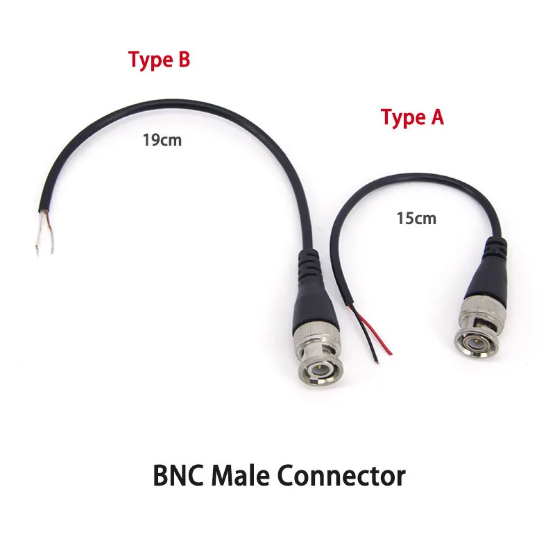 2 types BNC Male Connector Q9 Power Pigtail Cable BNC Connectors Wire coaxial signal video wire