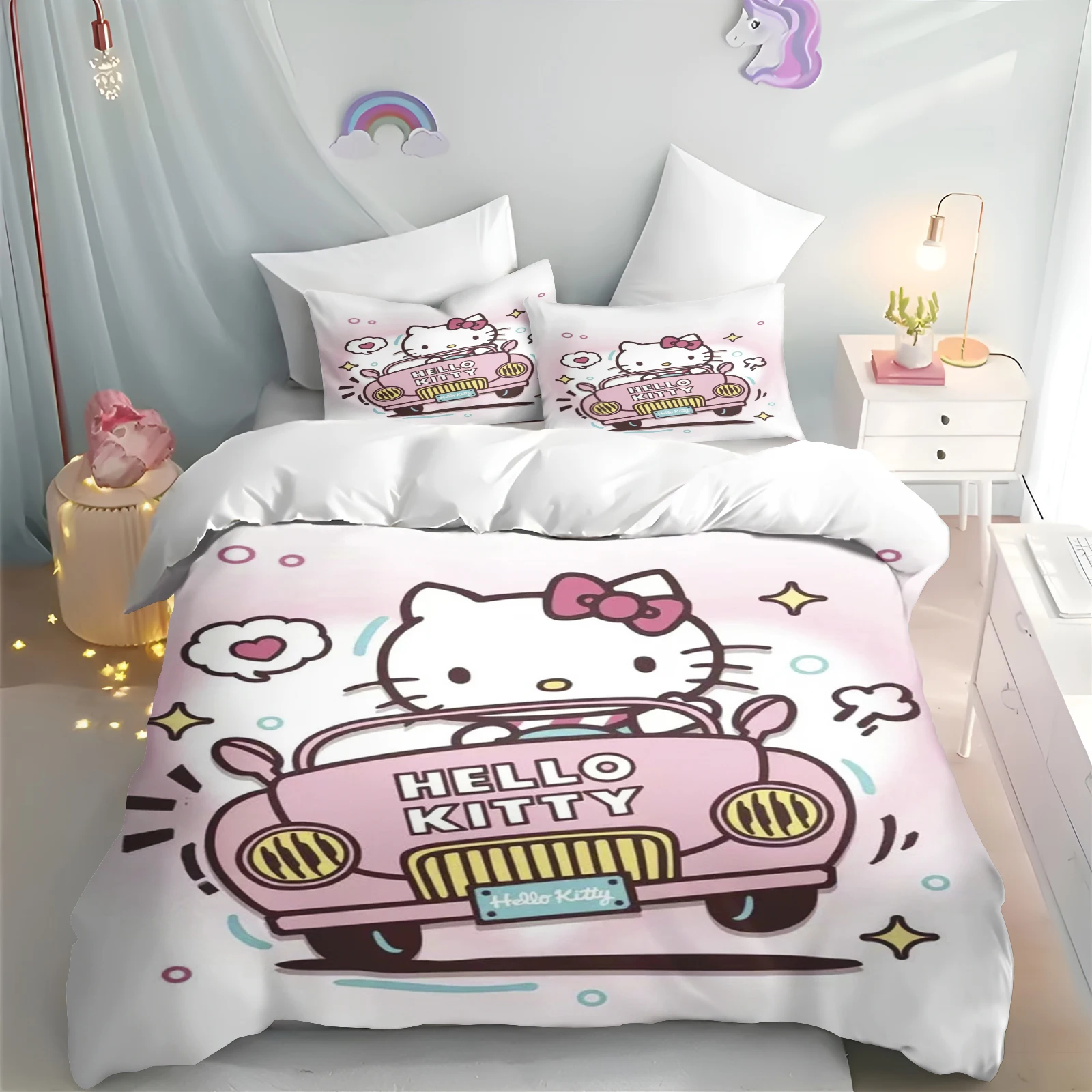 

Sanrio Quilt Cover Cartoon Duvet Hello Kitty Cute Printing Ful Pink Home Children Bedding, Custom Made, Various Sizes Set