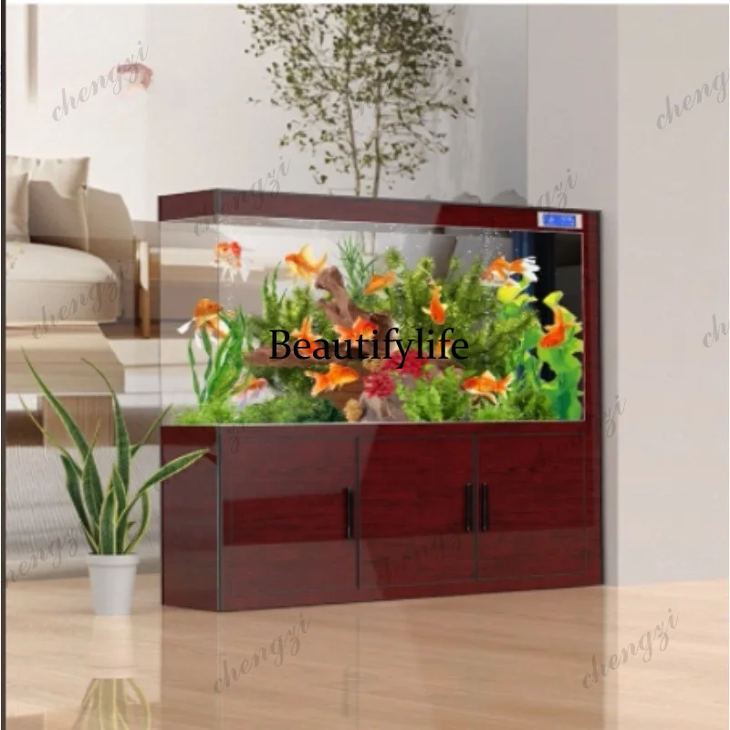 New fish tank integrated installation-free bottom cabinet household living room aquarium ultra-white bottom filter water-free