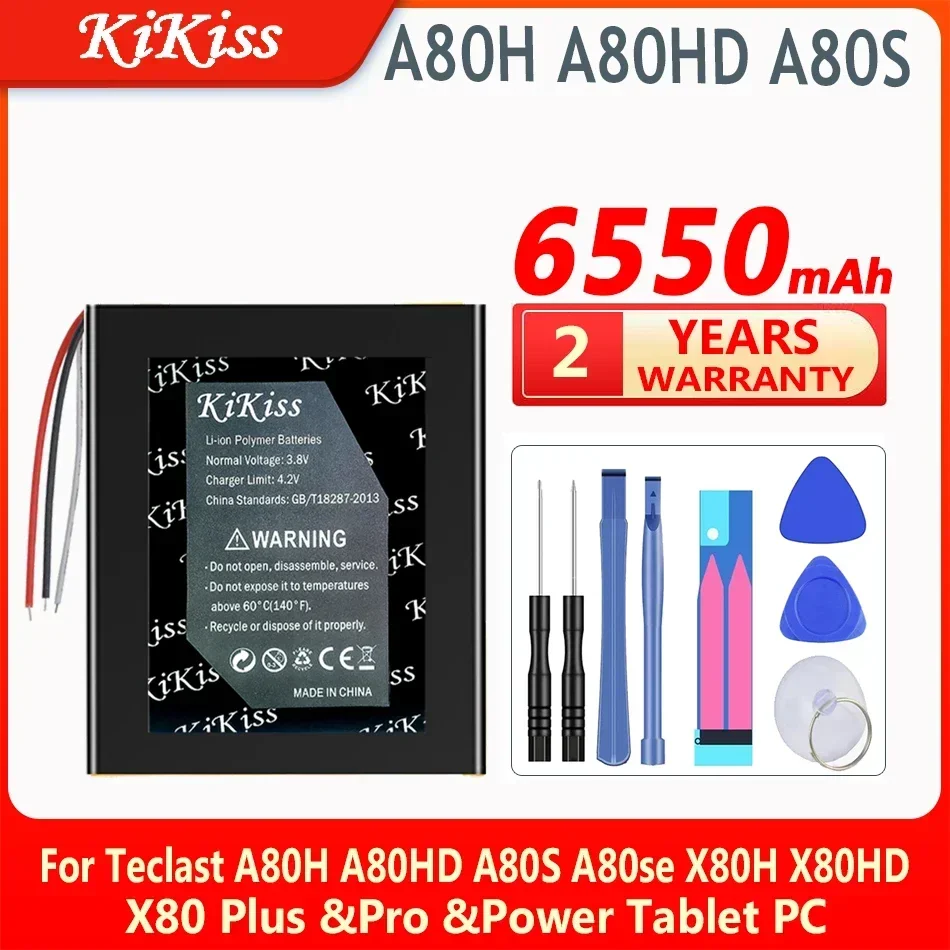 

KiKiss 6550mAh Battery for Teclast A80H A80HD A80S A80se X80H X80HD X80 Plus &Pro &Power Tablet PC (3line)